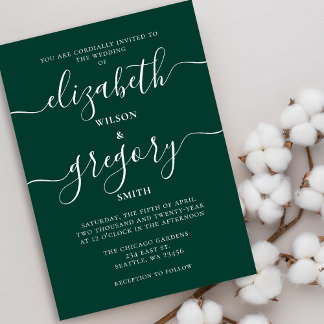Invitation Emerald Green Élégant Mariage moderne