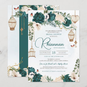 Invitation Emerald Green Élégante Fête des mariées de jardin