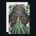Invitation Emerald Green Enchanted Forest Princess Mis Quince<br><div class="desc">Émeraude Vert enchantée Forêt Princesse Mis Quince Invitation Émeraude Vert et Blanc Fleurs Robe Fille Quinceanera Invitation Quinceanera 15 Anos,  16e anniversaire</div>
