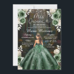 Invitation Emerald Green Enchanted Forest Princess Mis Quince<br><div class="desc">Émeraude Vert enchantée Forêt Princesse Mis Quince Invitation Émeraude Vert et Blanc Fleurs Robe Fille Quinceanera Invitation Quinceanera 15 Anos,  16e anniversaire</div>
