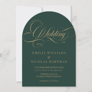 Invitation Emerald Green et Gold Mariage Classic