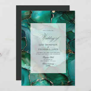 Invitation Emerald Green et Mariage d'encre or