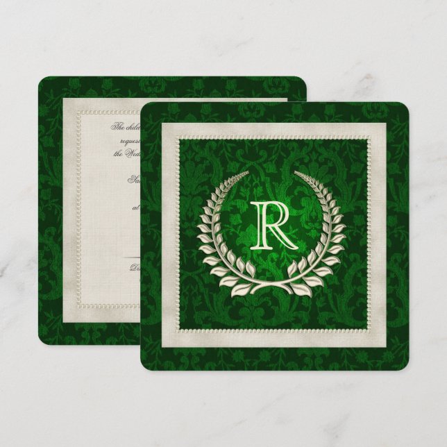 Invitation Emerald Green et Pearls Renouvellement du voeu mar (Devant / Derrière)