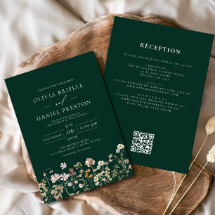 Invitation Emerald Green Fleur sauvage en un Mariage
