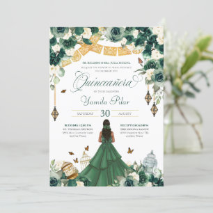 Invitation Emerald Green Floral Butterfly Garden Elégant Anni