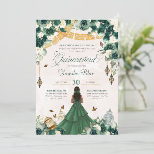 Invitation Emerald Green Floral Butterfly Garden Elégant Anni