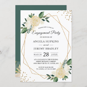 Invitation Emerald Green Floral Gold Frame