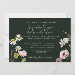 Invitation Emerald Green Flower Garden Mariage