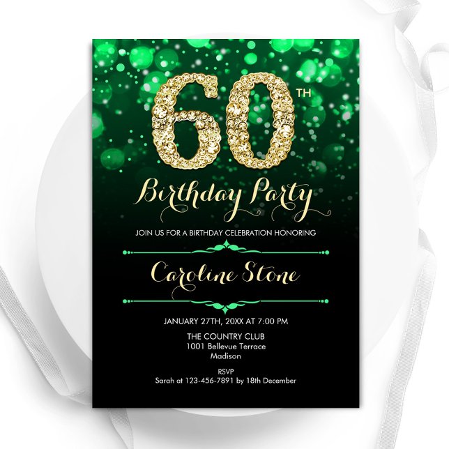Invitation Emerald Green Gold 60e anniversaire (Créateur téléchargé)