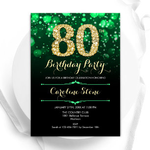 Invitation Emerald Green Gold 80e anniversaire