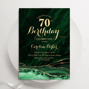 Invitation Emerald Green Gold Agate Marbre 70e anniversaire