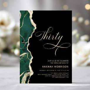 Invitation Emerald Green Gold Black Agate 30e anniversaire