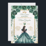 Invitation Emerald Green & Gold Crown Mis Quince Butterfly<br><div class="desc">Quinceañera Emerald Green Crown Invitation Mis Quince 15 Anos,  16e Anniversaire Papillon.</div>