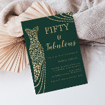 Invitation Emerald Green & Gold Fifty & Fab 50e anniversaire<br><div class="desc">Emerald Green & Gold Fifty & Fabulous 50th Birthday Party Invitation Disponible sous forme d'invitation électronique numérique Variations de l'invitation et des articles correspondants dans notre magasin</div>