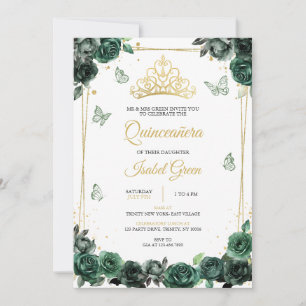 Invitation Emerald Green Gold Quinceañera