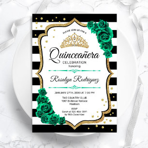 Invitation Emerald Green Gold Quinceanera