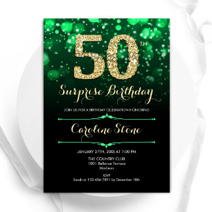 Invitation Emerald Green Gold Surprise 50e anniversaire