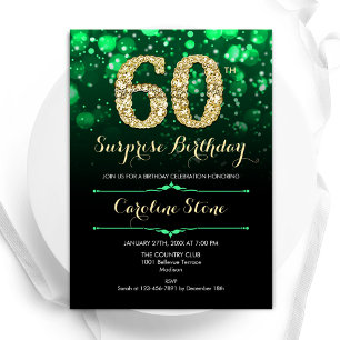 Invitation Emerald Green Gold Surprise 60e anniversaire