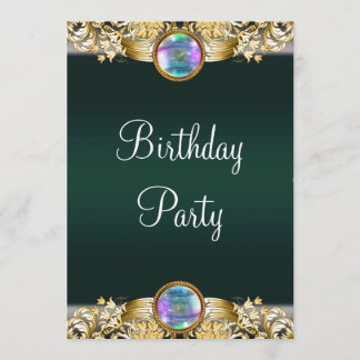 Invitation Emerald Green Gold Womans fête d'anniversaire