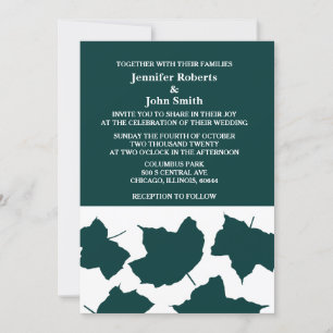 Invitation Emerald Green Leaf White Boho Mariage