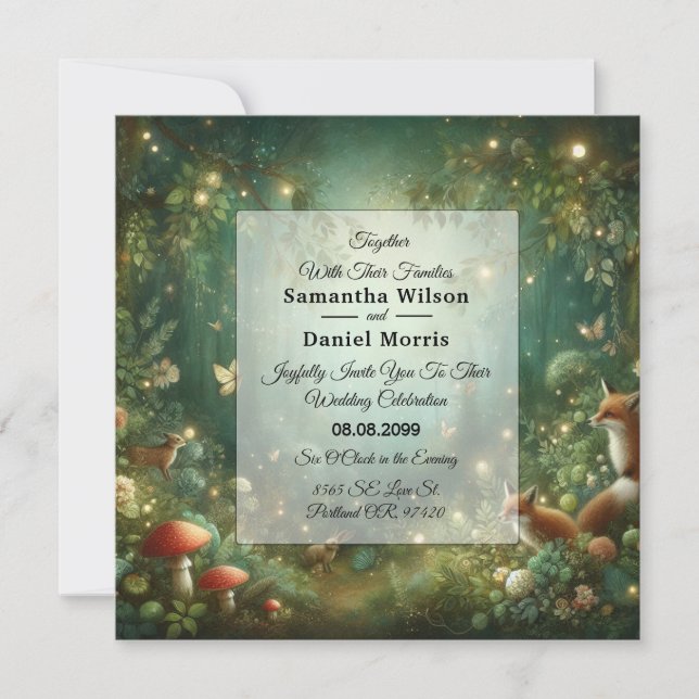 Invitation Emerald Green Mariage forestier enchanté (Devant)