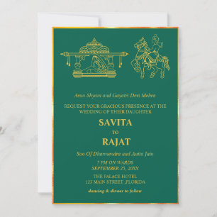 Invitation Emerald Green Mariage indien moderne