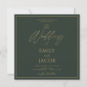 Invitation Emerald Green Mariage Typographie moderne