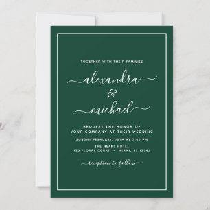 Invitation Emerald Green Mariage Typographie moderne Invitati