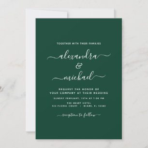 Invitation Emerald Green Mariage Typographie moderne Invitati