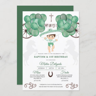 Invitation Emerald Green Mexicain Baby Boy Charro Baptême