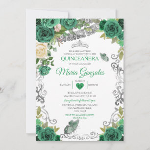 Invitation Emerald Green Mexicaine Charra Mis Quince Butterfl
