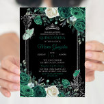 Invitation Emerald Green Mexicaine Charra Quinceanera Noir<br><div class="desc">Emerald Green Mexicaine Charra Quinceanera Black Invitation Mis Quince Anos,  15e anniversaire, </div>