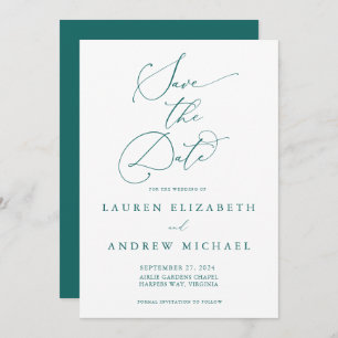 Invitation Emerald Green Minimalist Enregistrer la date Invit