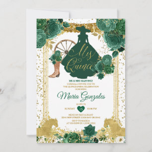 Invitation Emerald Green Mis Quince 15 Anos Gold Parties scin