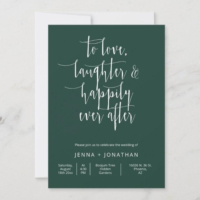 Invitation Emerald Green Modern Minimal Mariage QR Code photo (Devant)
