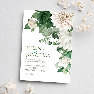 Invitation Emerald Green Moderne Floral Aquarelle Mariage