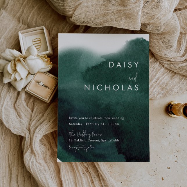 Invitation Emerald Green Moderne Mariage aquarelle (Créateur téléchargé)