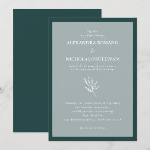 Invitation Emerald Green Moderne Mariage simple