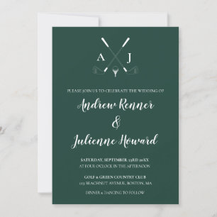 Invitation Emerald Green Moderne minimaliste Golf Mariage Inv