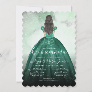 Invitation Emerald Green Parties scintillant en argent Prince