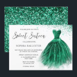 Invitation Emerald Green Parties scintillant Turquoise Gown S<br><div class="desc">Emerald Green Parties scintillant Turquoise Gown Sweet 16 Party Invitation Voir Diverses variations de couleur dans la collection ci-dessous ou dans notre magasin. Merci</div>