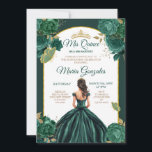 Invitation Emerald Green Princess Floral Quinceañera<br><div class="desc">Emerald Green Mis Quince Floral Quinceañera Invitation Mis Quince Anos,  15e anniversaire,  Elégant floral mis quince, </div>