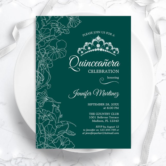 Invitation Emerald Green Quinceanera (Créateur téléchargé)