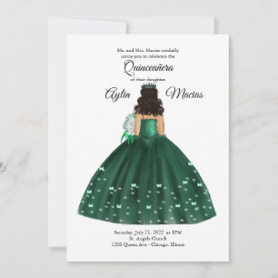 Invitation Emerald Green Quinceanera Gown  