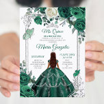 Invitation Emerald Green Quinceanera Parties scintillant de c<br><div class="desc">Emerald Green Quinceanera Invitation à la Parties scintillant de la Couronne d'argent Mis Quince Anos,  15e anniversaire, </div>