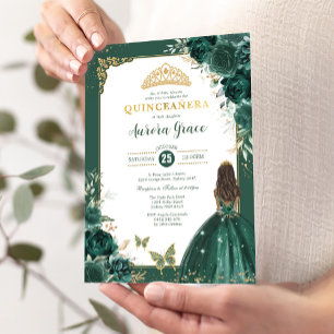 Invitation Emerald Green Quinceañera Princess Mis Quince Anos