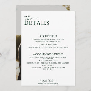 Invitation Emerald Green Romantic Photo Retour Détails du Mar