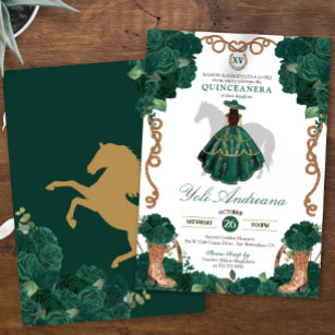 Invitation Emerald Green Roses Charro Vestidos Quinceañera