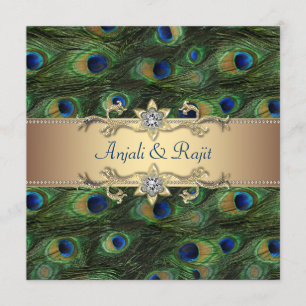 Invitation Emerald Green Royal Indian Peacock Mariage