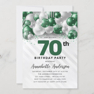 Invitation Emerald Green Silver Balloon Parties scintillant 7